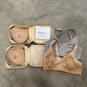 Amoena 34D breast forms and bras